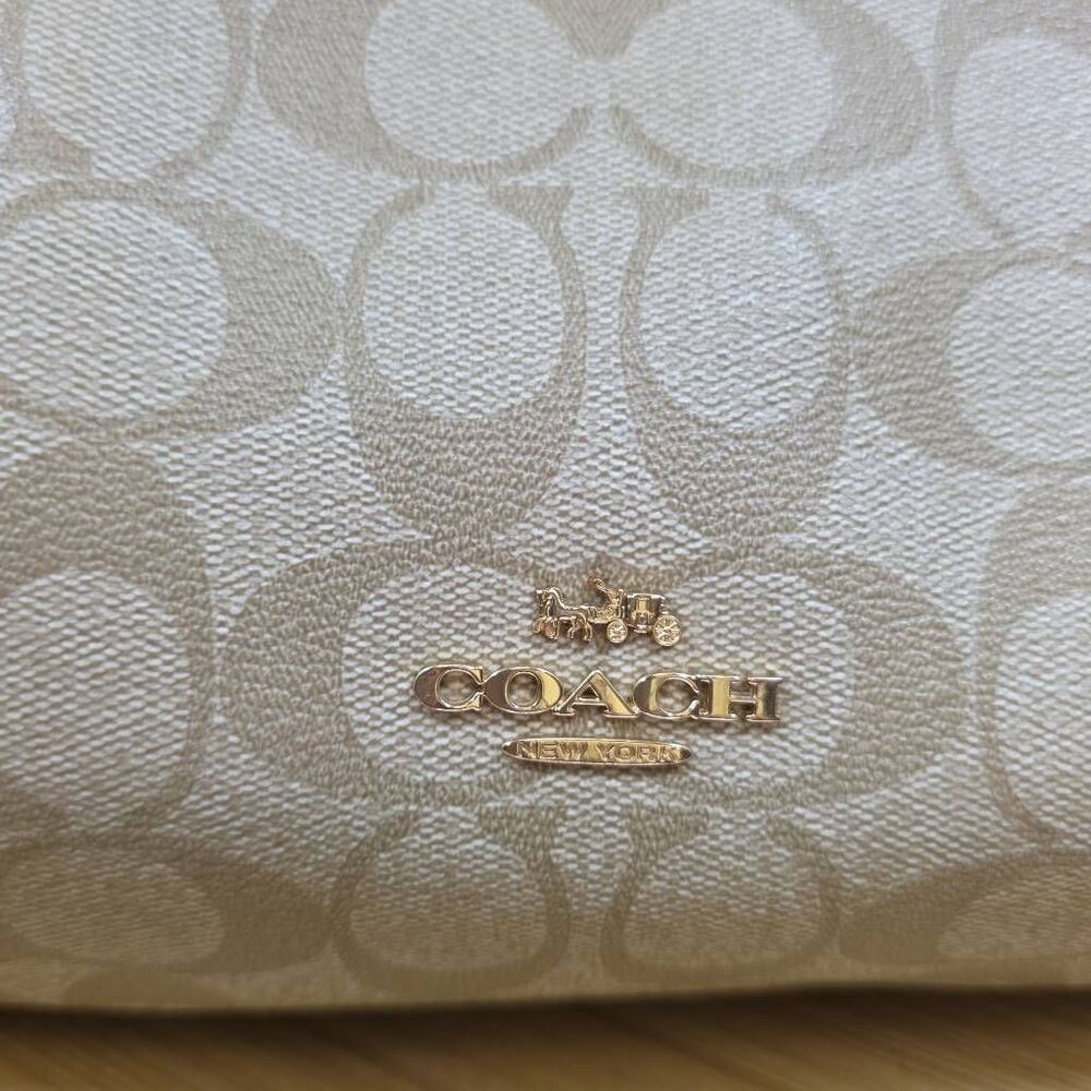 Coach Kristy Signature Hobo Shoulder Bag | Light Khaki Coated Canvas & Chalk Lea - Picture 3 of 14